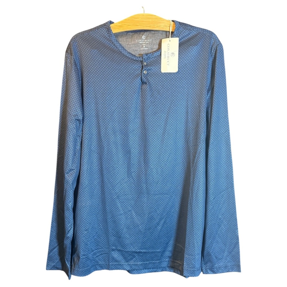 CON.STRUCT‎ Dot Print Henley Shirt Long Sleeve Casual Top New Size M